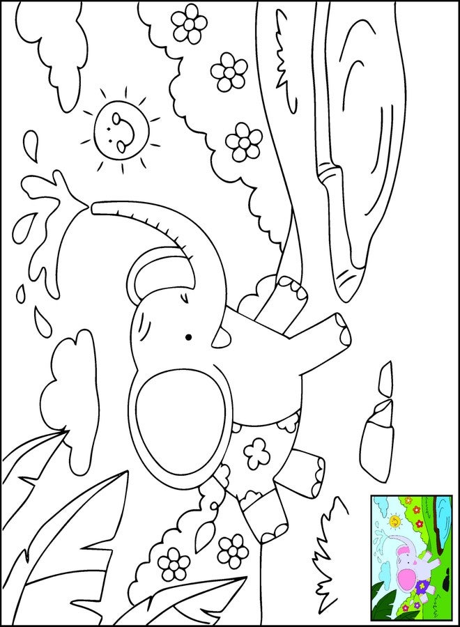 The Seven Colours Do it Yourself Outlined Canvas Painting Board for Kids Canvas Painting Kit | Adults, and Couples | Perfect for Birthdays, Functions (8 by 10 inches) (Elephant) - Image 1